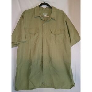 Haband Sage Green Safari Style Short Sleeve Button Down Shirt 2XL DISC SHIPPING!